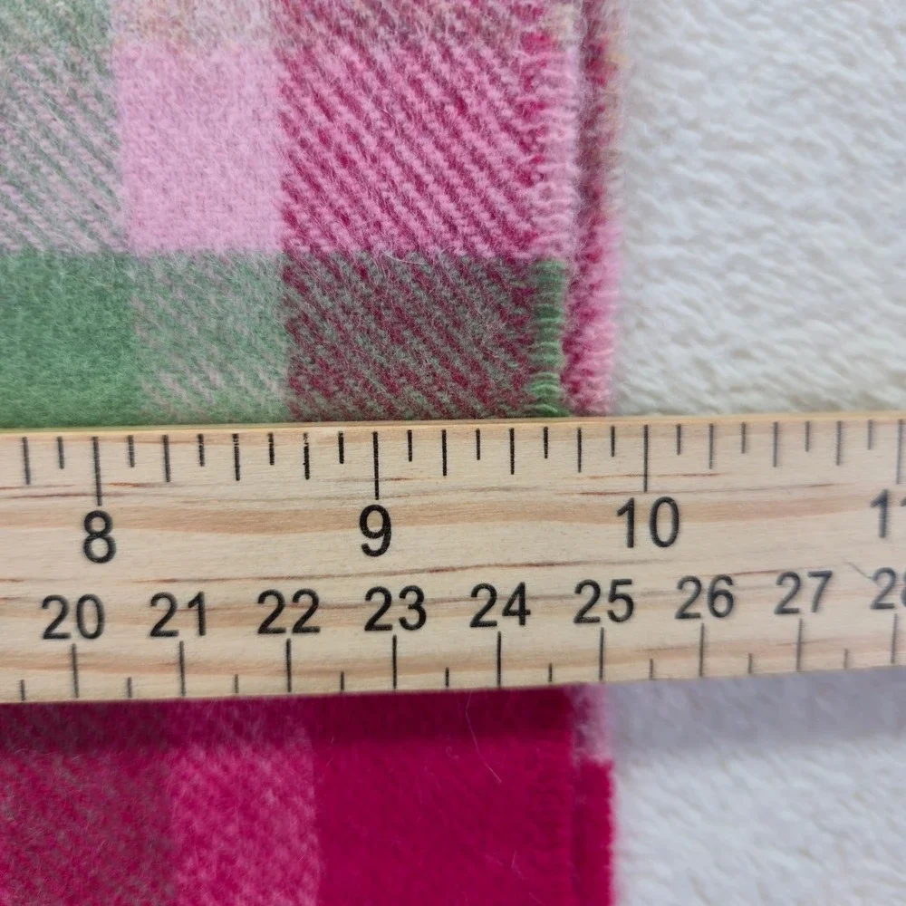 Scotland‎ Pink Green Plaid Fringed 100% Cashmere Scarf Check Winter Wrap Preppy